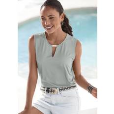Lascana Tanktop grün Gr. 40/42 für Damen. Mit V-Ausschnitt. Figurumspielend