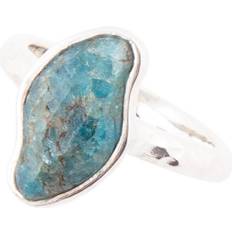 Blue Rings Barse Luna Faceted Blue Apatite and Sterling Silver Hammered Ring