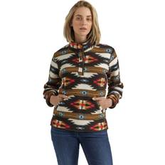 Wrangler Women Tops Wrangler Retro Sherpa Quarter-Snap Pullover for Ladies Brown Multi