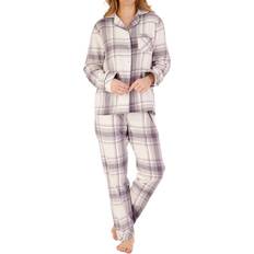 Slenderella Grey, 16/18 PJ88222 Women's Check Cotton Pyjama Set