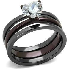 Brown Rings Precious Stone Sold by: UnbeatableSale Local, Women IP Light Black & IP Dark Brown Stainless Steel Ring with AAA Grade CZ in Clear