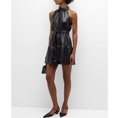 Polyurethane Dresses Alice + Olivia Miranda Tiered Faux Leather Mini Shirtdress