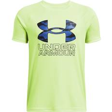 Green T-shirts Children's Clothing Under Armour Boys' Tech Hybrid Print T-Shirt, Medium, Morph Green/Tech Blue