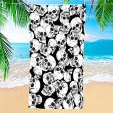 Fiber Towels Shein pc And Skull Pattern Extra Fine Fiber Extra Super Towel Black, White