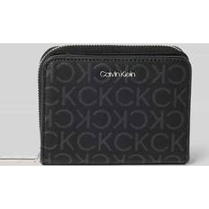 Solid Colour Wallets Calvin Klein Logo Zip Around Wallet