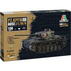 Modeller & byggesett Italeri 25757 1:56 Pz.Kpfw. III AUSF. J/L/M/N Modellbau, Bausatz, Standmodellbau, Basteln, Hobby, Kleben, Plastikbausatz, detailgetreu, Militär Bausatz, Panzer 1:56