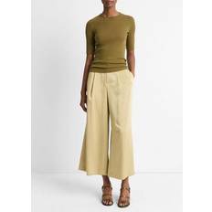 Vince Ribbed Cotton Elbow-Sleeve T-Shirt, Laurel