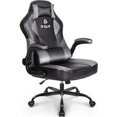 NEO CHAIR N-GEN Gaming Chair Ergonomic Office Chair PC Desk Chair with Lumbar Support Flip Up Arms Levelled Seat Style Headrest PU Leather Executive High Back Computer Chair for Adults Women Men 4. Grey