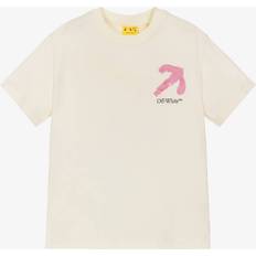 Off-White Girls Ivory Painterly Logo Cotton T-Shirt