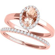 Diamond Jewelry Sets AoneJewelry Sold by: Inc, 0.70 Ct. Ttw Morganite and Diamond Bridal Set In 10K Rose Gold