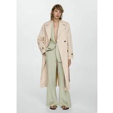 Fabric Outerwear Mango Double-button trench coat beige Woman Beige