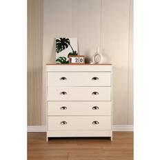 Home Treats Treats White & Pine 4 Oak Organiser Chest of Drawer 79x95cm