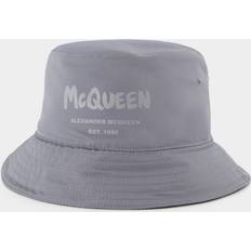 Gråa Hattar Alexander McQueen Bomull Logo Print Justerbar Hatt - Gray