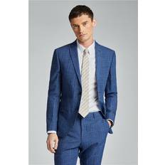 Men Suits Ted Baker Octant Puppytooth Linen Overcheck Blue 40R