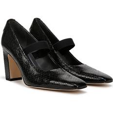 Franco Sarto Flexa Bria Mary Jane Pump Black Snake Print Leather Slip On Fit, Square Toe, Slip-On Fit 6.5 M