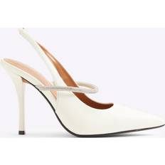 River Island Womens White Embellished Strap Heeled Court Shoes
