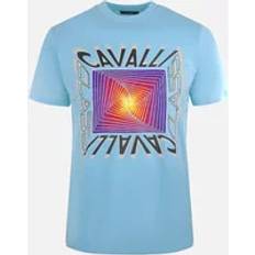 Roberto Cavalli Men's Class Asymmetric Box Design Light Blue T-Shirt 44/Regular