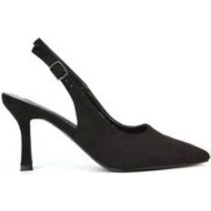 XY London 'Valerie' Stiletto High Heel Closed Toe Slingback Court Shoes Black