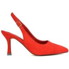 XY London 'Valerie' Stiletto High Heel Closed Toe Slingback Court Shoes Red