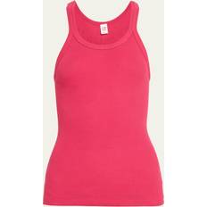 Linnen Re/Done Ribbed-Knit Cotton Jersey Tank Top - Red
