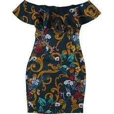 Guess Dresses Guess Women's Off The Shoulder Shaye Gilded Garden Peacock Teal