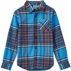 L Shirts Outdoor Kids Flannel Long-Sleeve Shirt for Blue/Rust