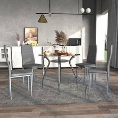 Homcom Grey Dining Sets Homcom chairs Dining Set