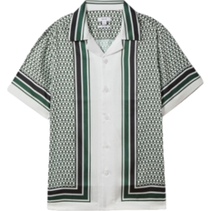 Reiss Tøj Reiss Blair Geometric Print Cuban Collar Shirt - White/Green
