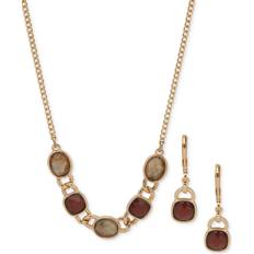 Jewelry Sets Anne Klein Gold-Tone Stone Statement Necklace & Drop Earrings Set Blue/Multi