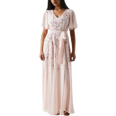 Embroidery Dresses Coast Petite Premium Floral Embroidered Bridesmaids Maxi Dress - Blush