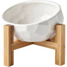 Gagyive Diamond Ceramics Pet Bowls Dog Bowl with Wooden Frame Set