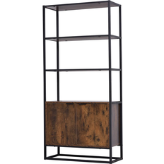 Shelves Storage Cabinets Homcom Freestanding Tall Organizer Multifunctional Brown Storage Cabinet 76x162.5cm