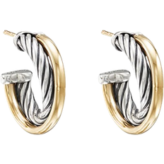 David Yurman Gold Earrings David Yurman Crossover Hoop Earrings - Silver/Gold