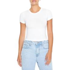 Forever 21 Women Tops Forever 21 Women's Seamless Cropped T-Shirt in White