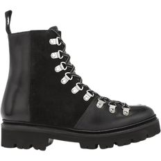 Nanette Leather Hiking Lace Up Boots - Black