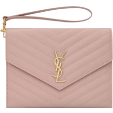 Wrist Strap Clutches Saint Laurent Cassandre Quilted Flap Pouch - Pale Pink