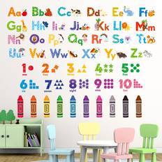 Decowall DS-8044 Learning Alphabet Numbers Color Stickers ABC Animal Educational