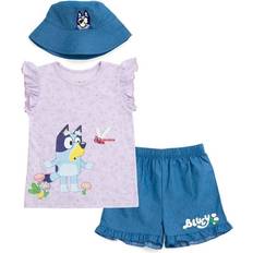 Other Sets Bluey Floral Little Girls Tank Top Chambray Shorts and Bucket Sun Hat Piece Outfit Set Purple/Blue 7-8