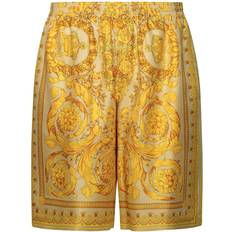 Versace Shorts Versace 'Barocco' Gold Silk Bermuda Shorts