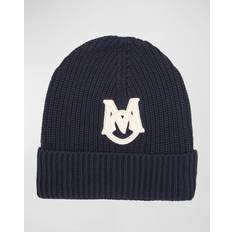 Moncler Men Beanies Moncler Cotton Monogram-Embroidered Beanie navy One