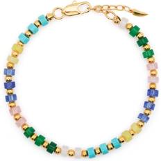 Missoma beaded gemstone bracelet women Brass Gold