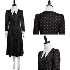 Fat Cat Dress C, Adult 3XL Wednesday Addams Fancy Dress Costume Adult Ladies Girls Party Cosplay Outfit Wig Black