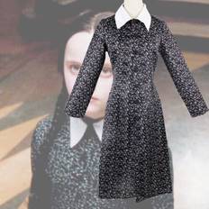 Fat Cat Dress A, Adult 2XL Wednesday Addams Fancy Dress Costume Adult Ladies Girls Party Cosplay Outfit Wig Black