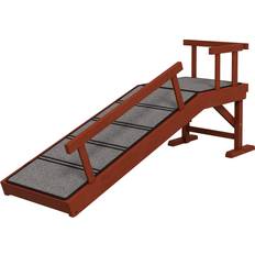Pawhut Hundramp Avtagbara Räcken Halkfritt 125 x 40 x 56 cm Brun/Grå