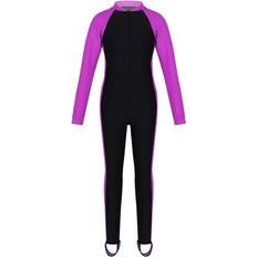 Swimwear TiaoBug Sold by: Kids Girls One Piece Full Body Swimsuit Zipper Up Rash Guard Jumpsuit Beach Bathing Suit Rose