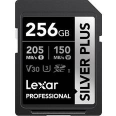 LEXAR Silver Plus 256GB UHS-I V30 205MB/s SDXC Memory Card Sliver