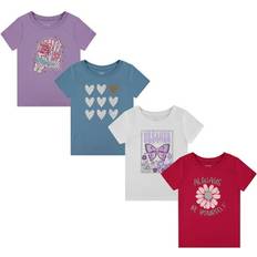 Florals T-shirts Children's Clothing BTween Sold by: LLC, Girls 4-Piece Summer Tops Fashionable Short Sleeve T-Shirt Casual Daily Shirt for Kids BLUE