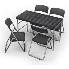 Brayden Studio Rattan Effect Folding Bistro Set