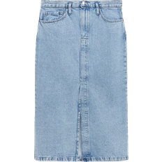 Mango Soleil Slit Denim Skirt - Light Blue