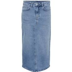 Luomukangas Hameet Pieces Farkkuhame PcBella MW Long Denim Skirt - Sininen